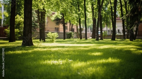 Fresh green grass lawn in the morning.