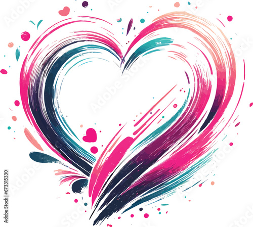 Love symbol using colorful brush stroke