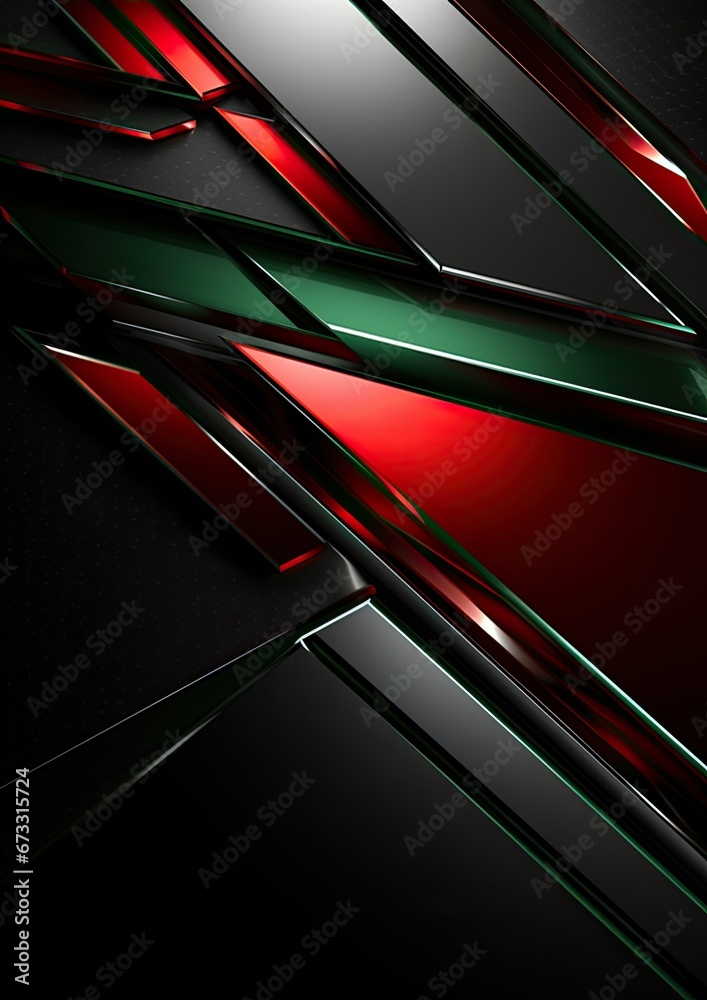 Overlapping layers of 3D silver red luxury abstract
