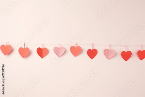 Corazones de papel sobre un fondo rosado con espacio para texto. Concepto San Valentin. 