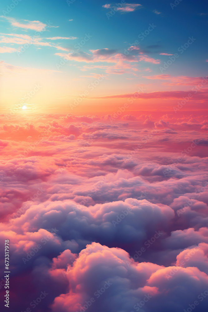 beautiful cloudscape and sunset over fluffy clouds, vibrant and colorful wallpaper of heaven beautiful cloudscape and sunset over fluffy clouds, vibrant and colorful wallpaper of heaven