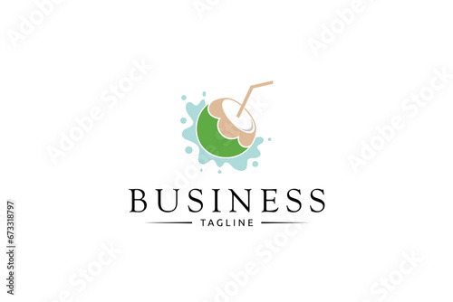 Fresh coconut drink icon logo design