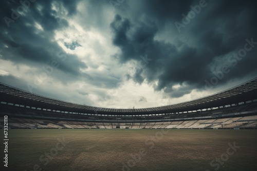 A view of the football stadium and cloudy sky made using advanced techniques. Generative AI