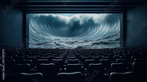 movie theater in the night With real waves photo