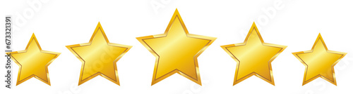 5 gold star for rating, different sizes, vector.