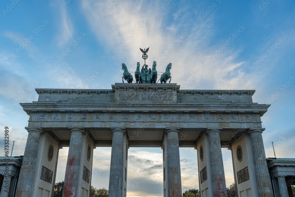 Berlin, Brandenburg Tor shot against the blue winter sky