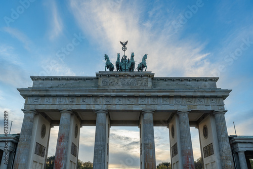 Berlin, Brandenburg Tor shot against the blue winter sky