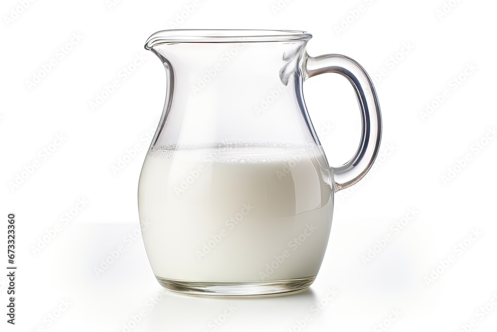 Fresh milk in glass jug on white background Fresh milk in glass jug on white background
