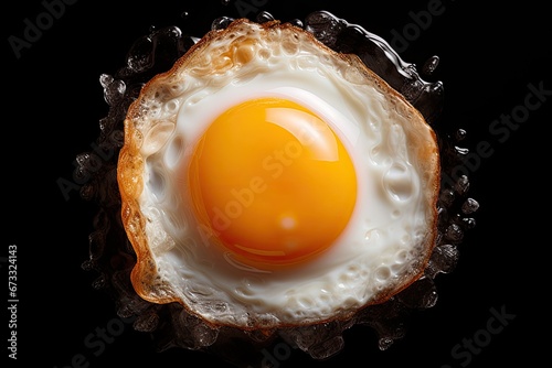 Isolated fried egg on black