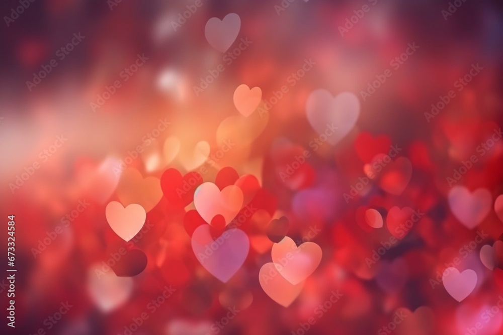 Bokeh heart background for Valentine's Day and Women's Day with a gradient of love. Generative AI