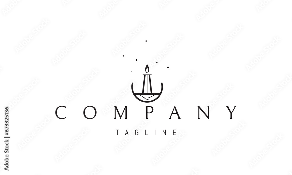 A vector logo with an abstract image of a lighthouse with a candle on top. A vector logo with an abstract image of a lighthouse with a candle on top.