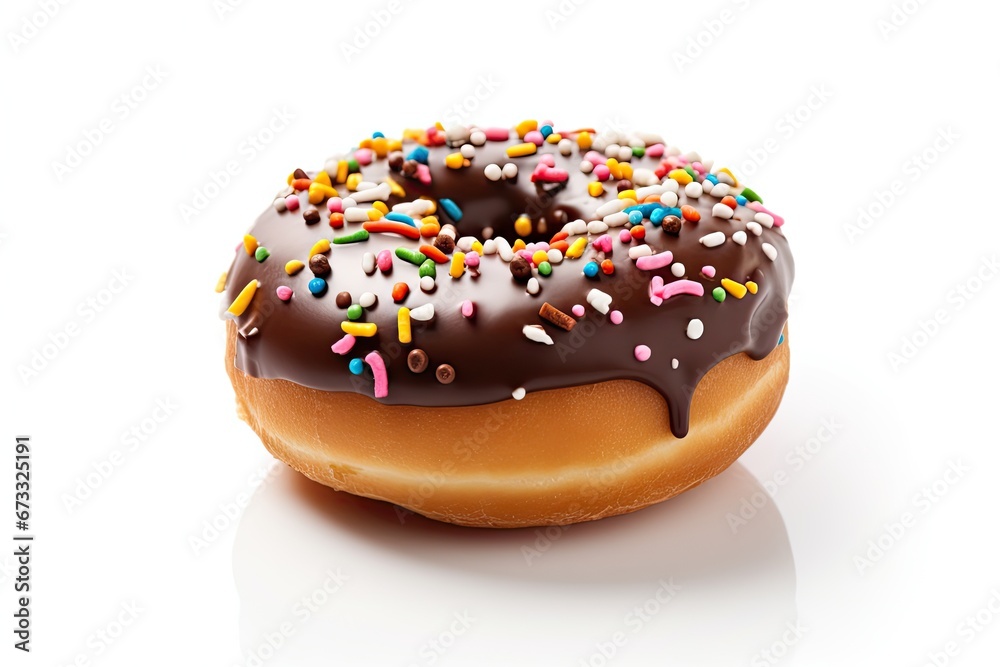 Isolated white background with sprinkled donut Isolated white background with sprinkled donut
