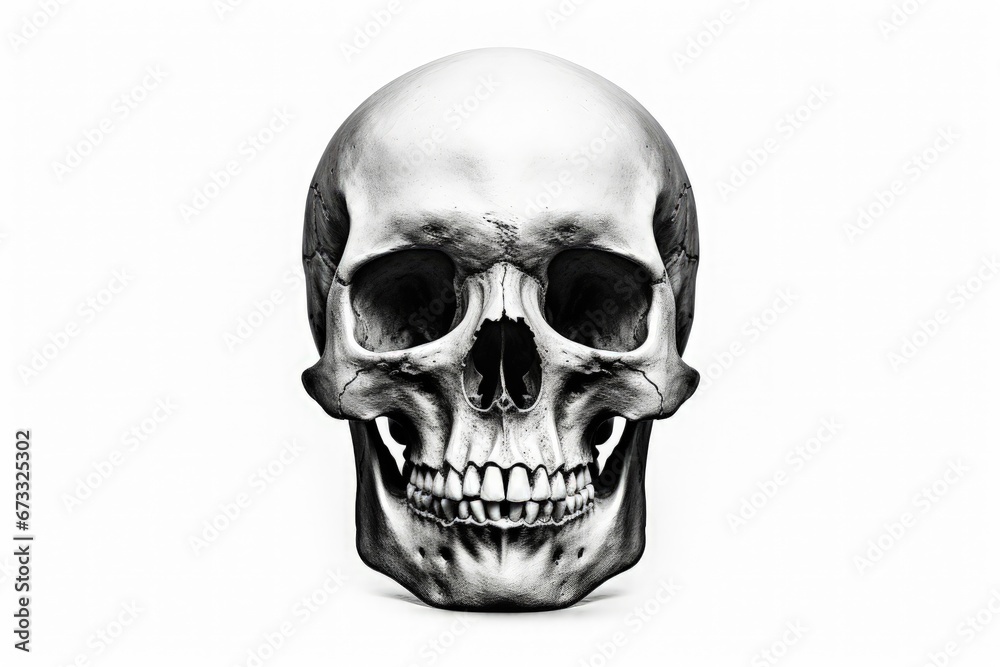 Fototapeta premium Isolated white human skull with clipping path