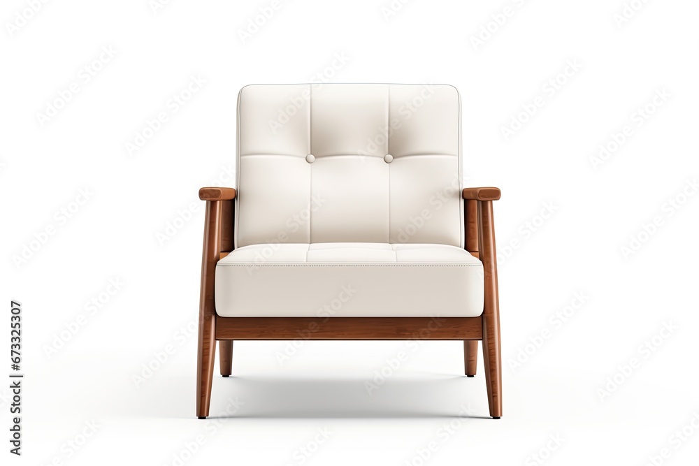 Isolated white lounge chair Modern armchair with solid wood frame Beige armchair with wooden armrests Side view of wooden lounge chair Isolated white lounge chair Modern armchair with solid wood frame Beige armchair with wooden armrests Side view of wooden lounge chair