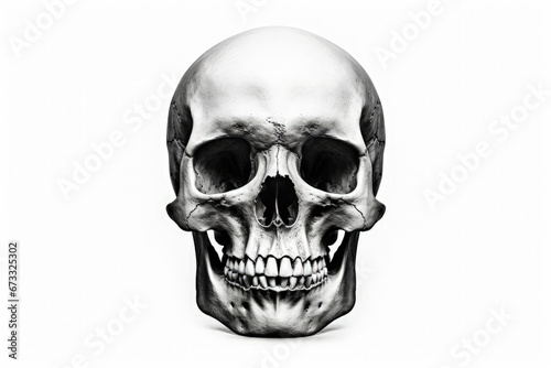 Isolated white human skull with clipping path