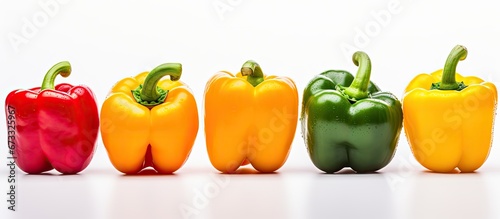 A white backdrop featuring vibrant peppers