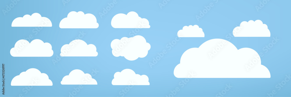 Group of white clouds object used in cloud concepts, clouds element, clouds object, clouds caroon style designs Group of white clouds object used in cloud concepts, clouds element, clouds object, clouds caroon style designs