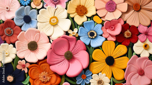 Vibrant Array of Stylized Blooms Bursting with Color and Texture in a Floral Illustration