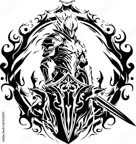 Dungeons and Dragons Knight Icon - Fantasy, Adventure, Exciting, Mystical - Generative AI Art Image - SVG