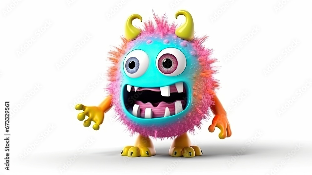 Colorful monsters with white background. Funny ai generated monsters.