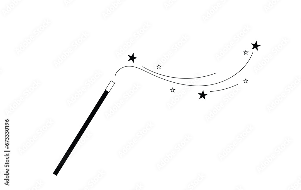 Fototapeta premium Magic Wand with Stars. Magical tricks concept vector.