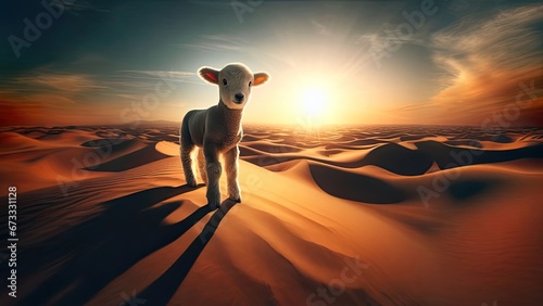 A Lamb in a desert
