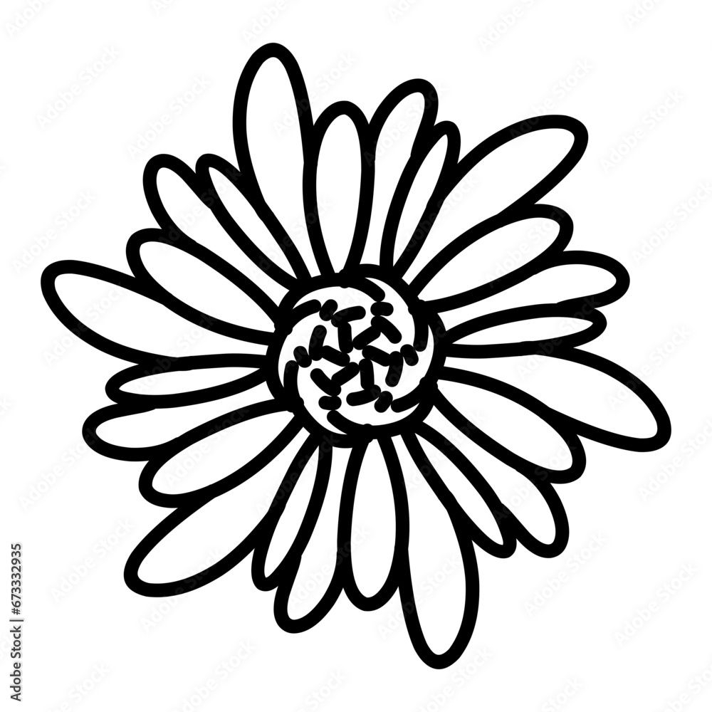 Flower line. Flower doodle. Flower pattern.