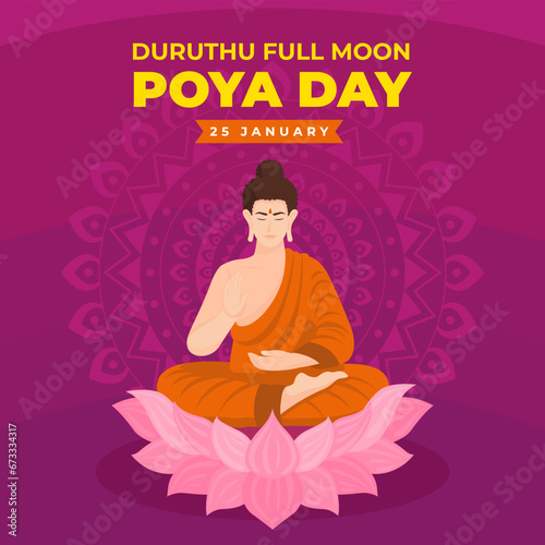 Duruthu Full Moon Poya Day. The Day of Srilanka illustration vector background. Vector eps 10