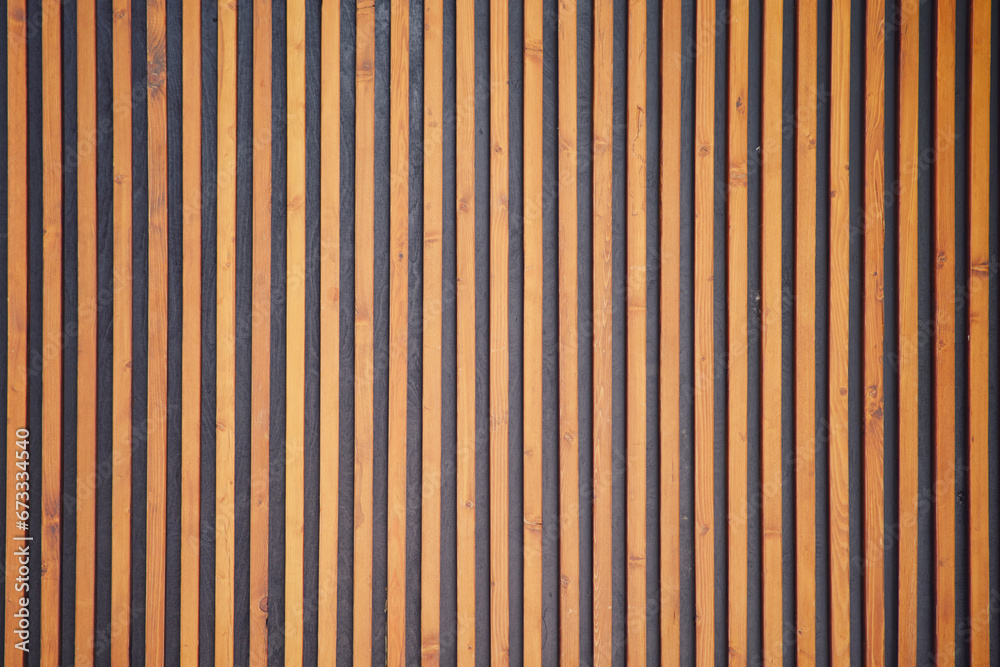 Background of brown wooden slats, texture of wood strips - obrazy, fototapety, plakaty 
