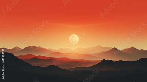 mountain landscape at sunset.