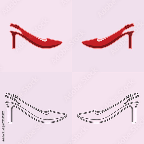 High heels shoe vector icon, Women's shoe glyph icon. Symbol, logo illustration.Woman shoes vector icons isolated on pink background.Fashion footwear design.Shoes collection