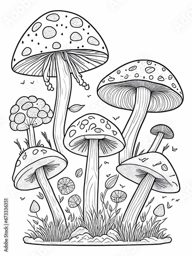 Mushroom coloring pages for kids