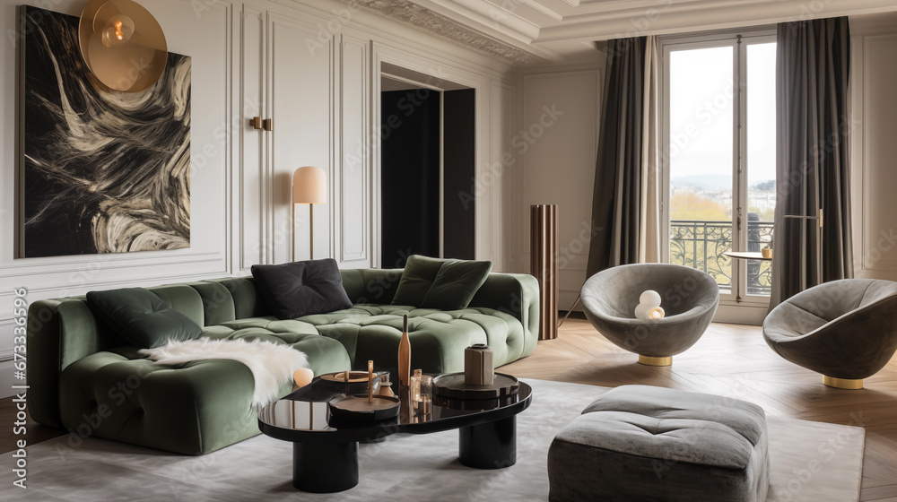 Modern fashionable and elegant living room interior