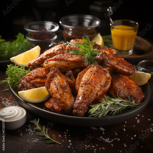 grilled chicken wings with sauce