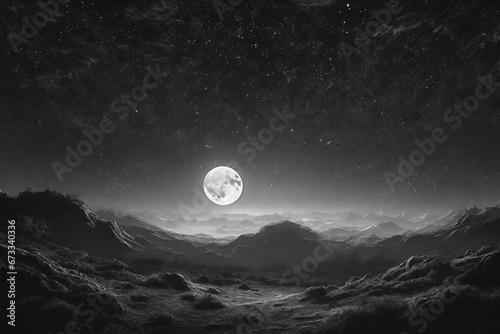 Spooky forest mystery horror beauty in nature, night in the woods under full moon, dark fantasy background, ai generated
