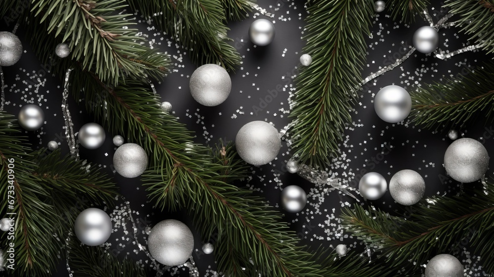 festive New Year background with fir branches. festive New Year background with fir branches.