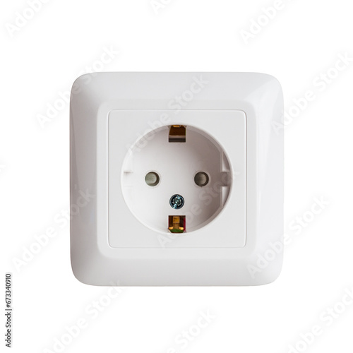 Wall-mounted electrical socket for connecting an electrical plug from appliances device socket isolated on a white background