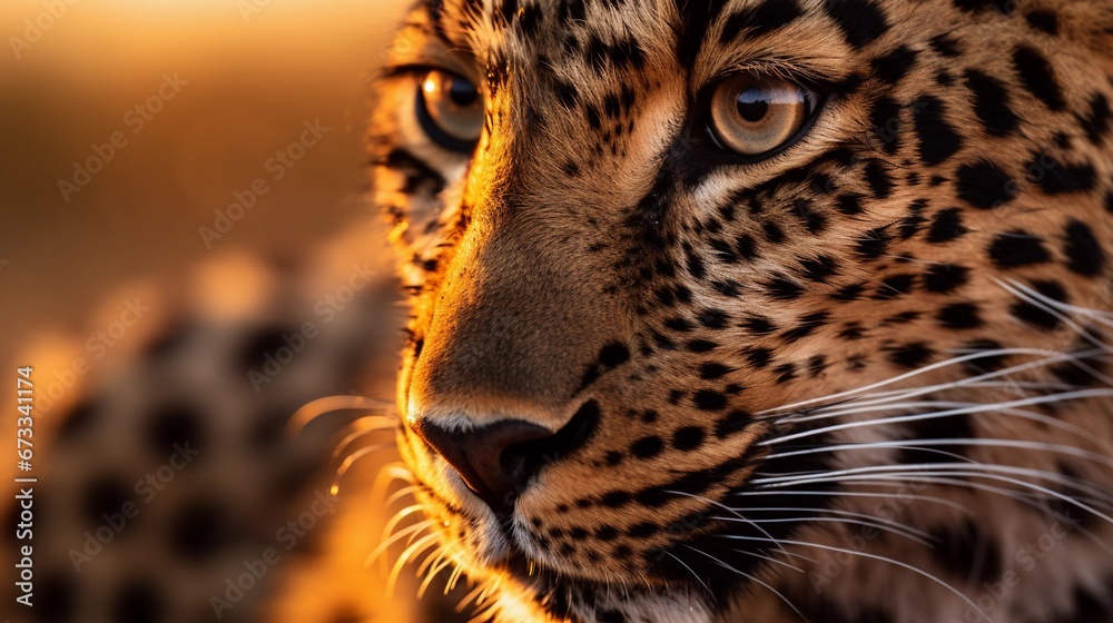 Obraz premium Wild Leopard Encounter: Focused on the Face