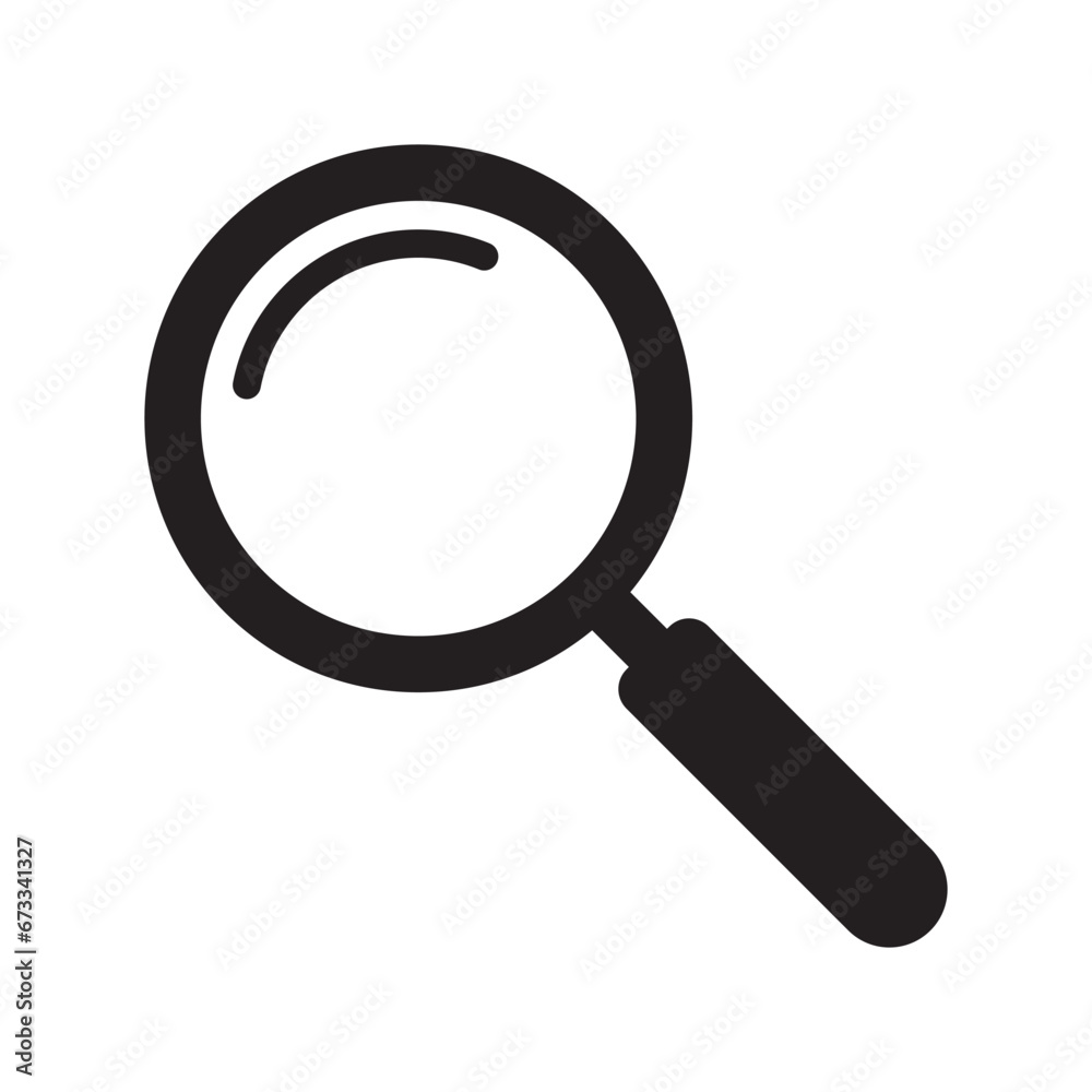 Magnifying glass icon, vector magnifier or loupe sign. Search icon. Magnifying glass icon, vector magnifier or loupe sign. Search icon.