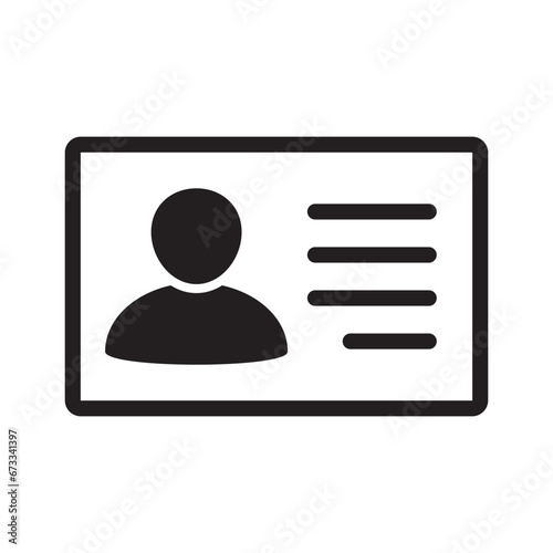 ID Card icon. Employee clerk card  driver license  Identification card  staff identification card symbol. Design for website and mobile app.