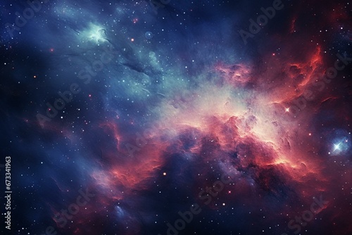 Image of a space galaxy filled with nebula in the universe. Generative AI