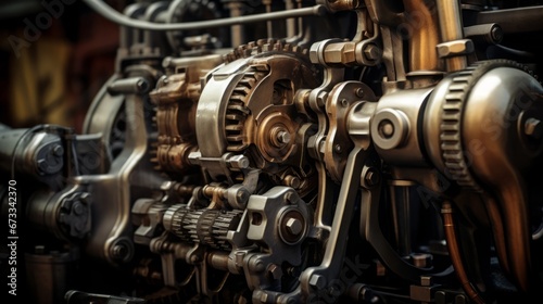 Metal hinges and gears. Machine mechanisms.