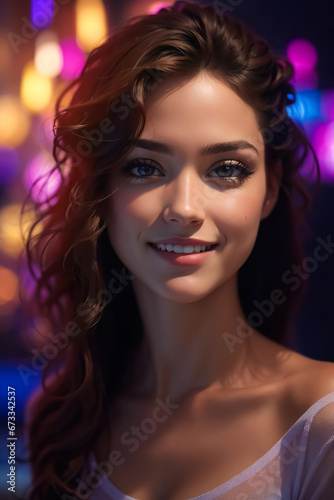 Portrait of a beautiful young woman smiling and looking at camera