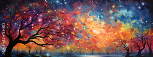Abstract background A burst of Colorful night sky