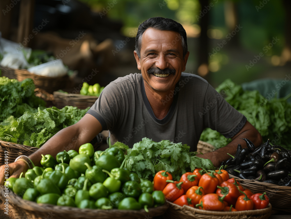 Fototapeta premium person holding basket full of vegetables