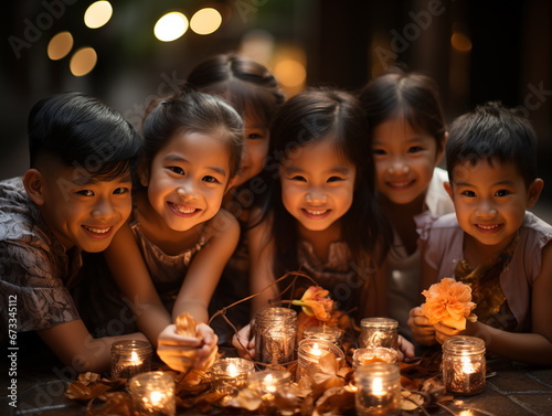 children playing with candles   celebrating christmas 