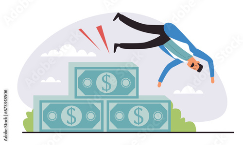 Money volatility finance investment risk financial crisis concept. Vector flat graphic design illustration 
