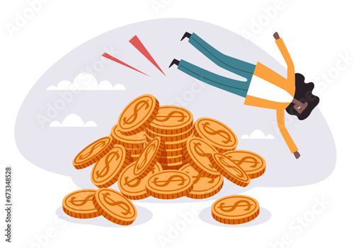 Money volatility finance investment risk financial crisis concept. Vector flat graphic design illustration 
