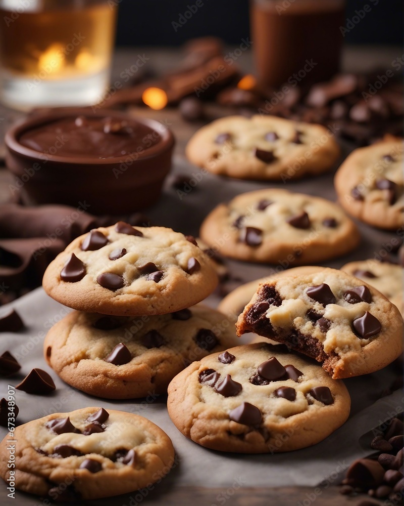 Homemade chocolate chip cookies with ingredients
