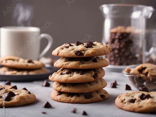 Homemade chocolate chip cookies with ingredients  © abu